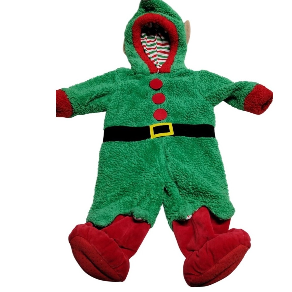 Jingles & Joy Baby Elf Costume 3-6M Holiday Christmas Green Red Outfit